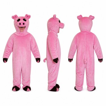 Pig Mascot Costume in Pink with Black Hooves Adult