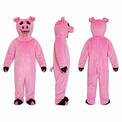 Pig Mascot Costume in Pink with Black Hooves Adult