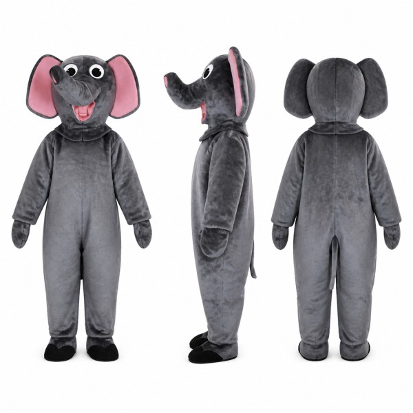 Elephant Mascot Costume in Gray with Pink Ears Adult