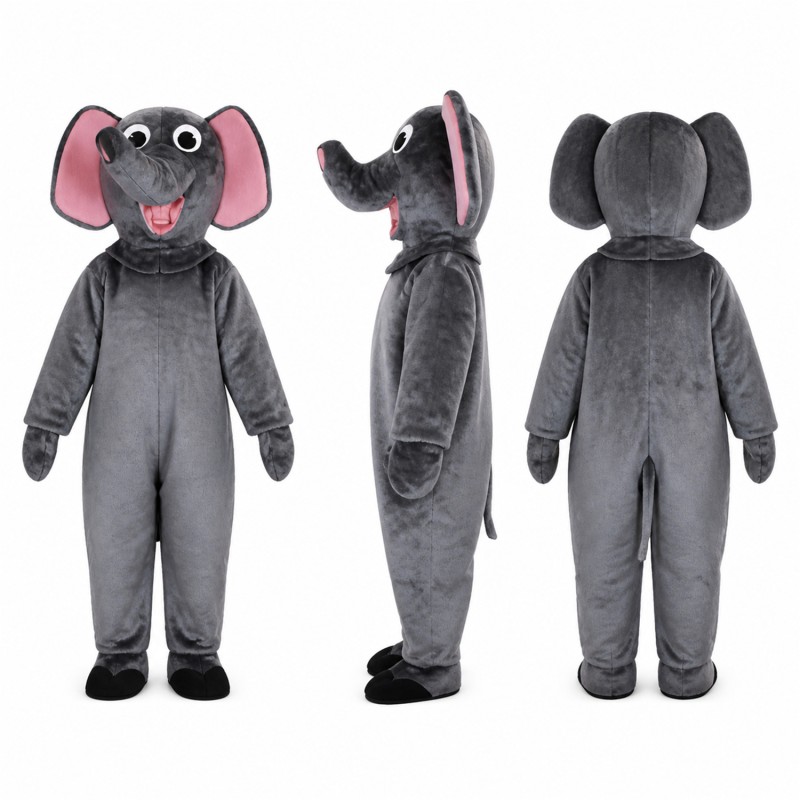 Elephant Mascot Costume in Gray with Pink Ears Adult