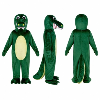 Dinosaur Mascot Costume in Green with Cream Belly Adult