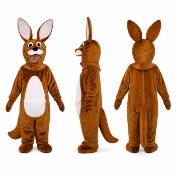 Kangaroo Mascot Costume in Brown with White Belly Adult