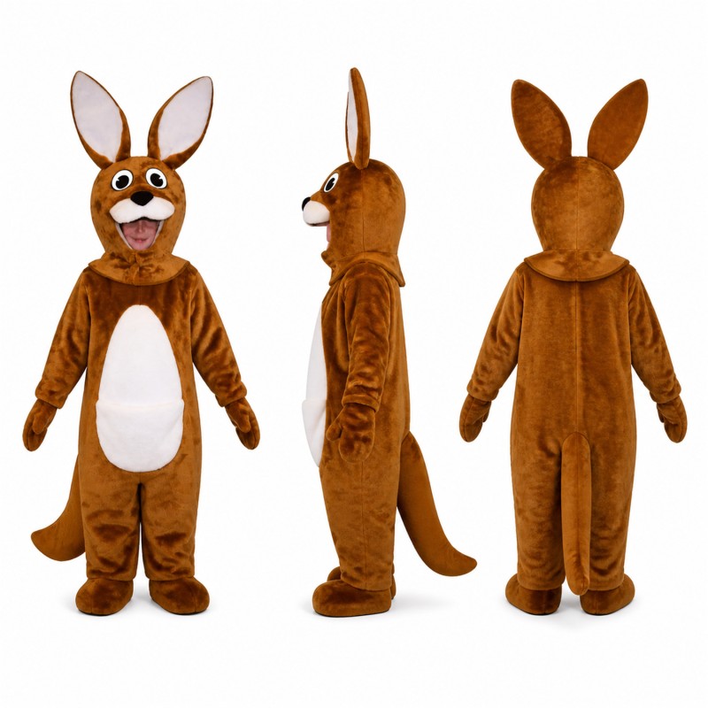 Kangaroo Mascot Costume in Brown with White Belly Adult