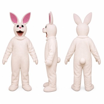 Rabbit Mascot Costume in White with Pink Ears Adult