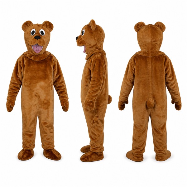 Bear Mascot Costume in Brown with Friendly Face Adult