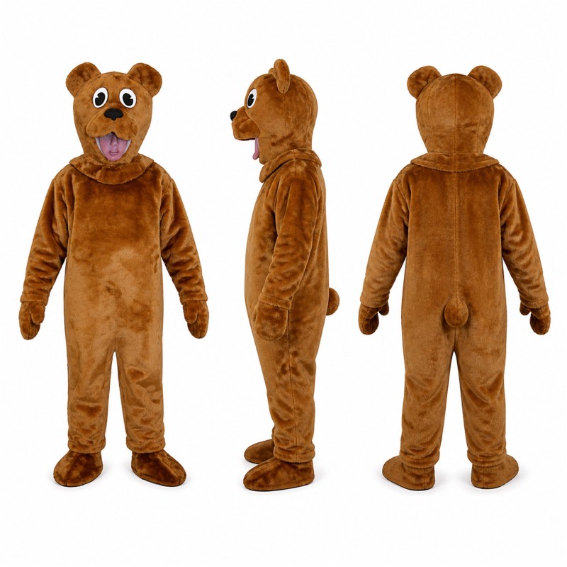 Bear Mascot Costume in Brown with Friendly Face Adult