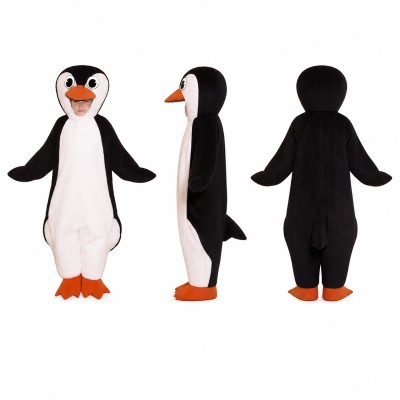 Penguin Mascot Costume in Black and White with Orange Feet Adult