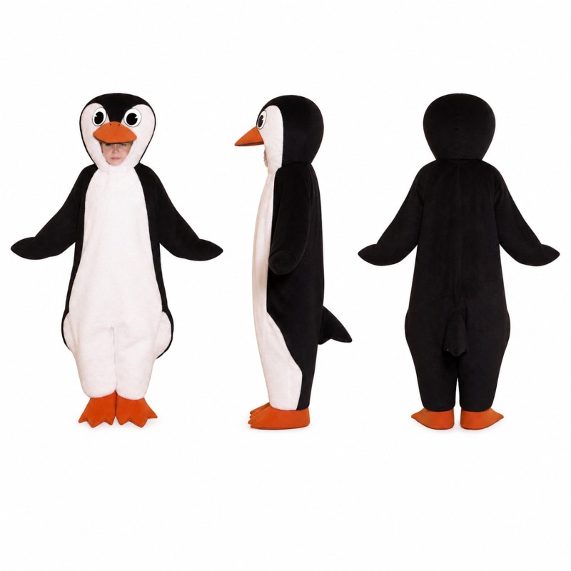 Penguin Mascot Costume in Black and White with Orange Feet Adult