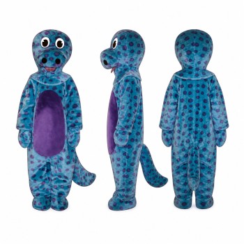 Spotted Monster Mascot Costume in Blue with Purple Belly Adult