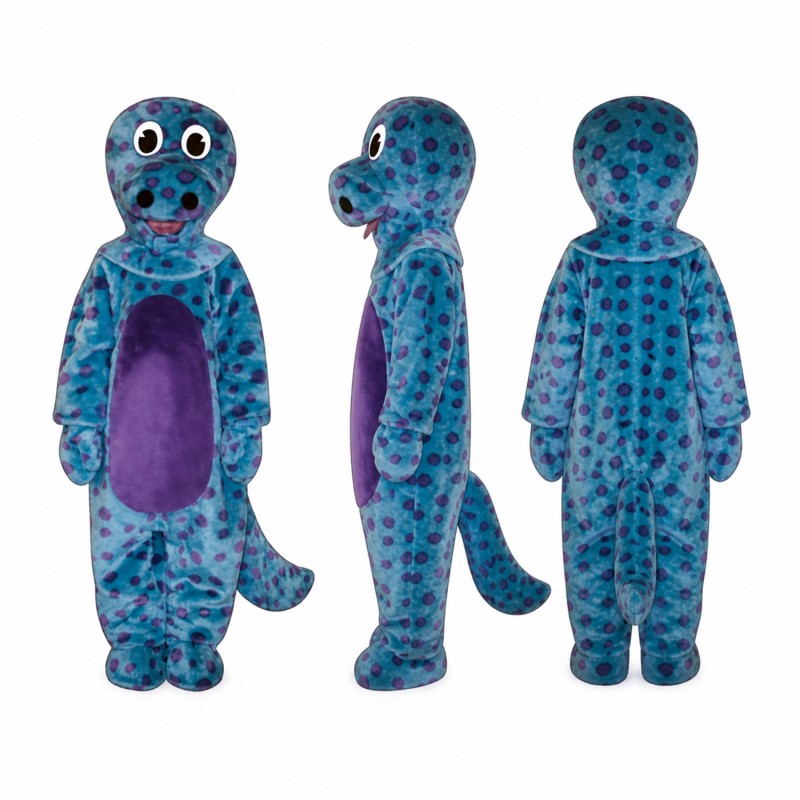 Spotted Monster Mascot Costume in Blue with Purple Belly Adult