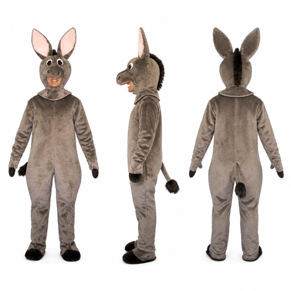 Donkey Mascot Costume in Gray with Long Ears Adult