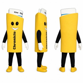 Newspaper Mascot Costume in Yellow with Smiling Face Adult