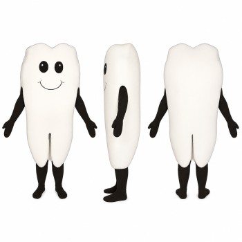 Tooth Mascot Costume in White with Black Arms and Legs Adult