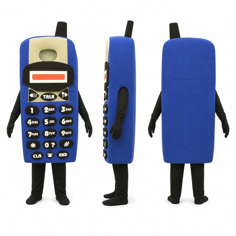 Mobile Phone Mascot Costume in Blue and Black with Keypad Adult