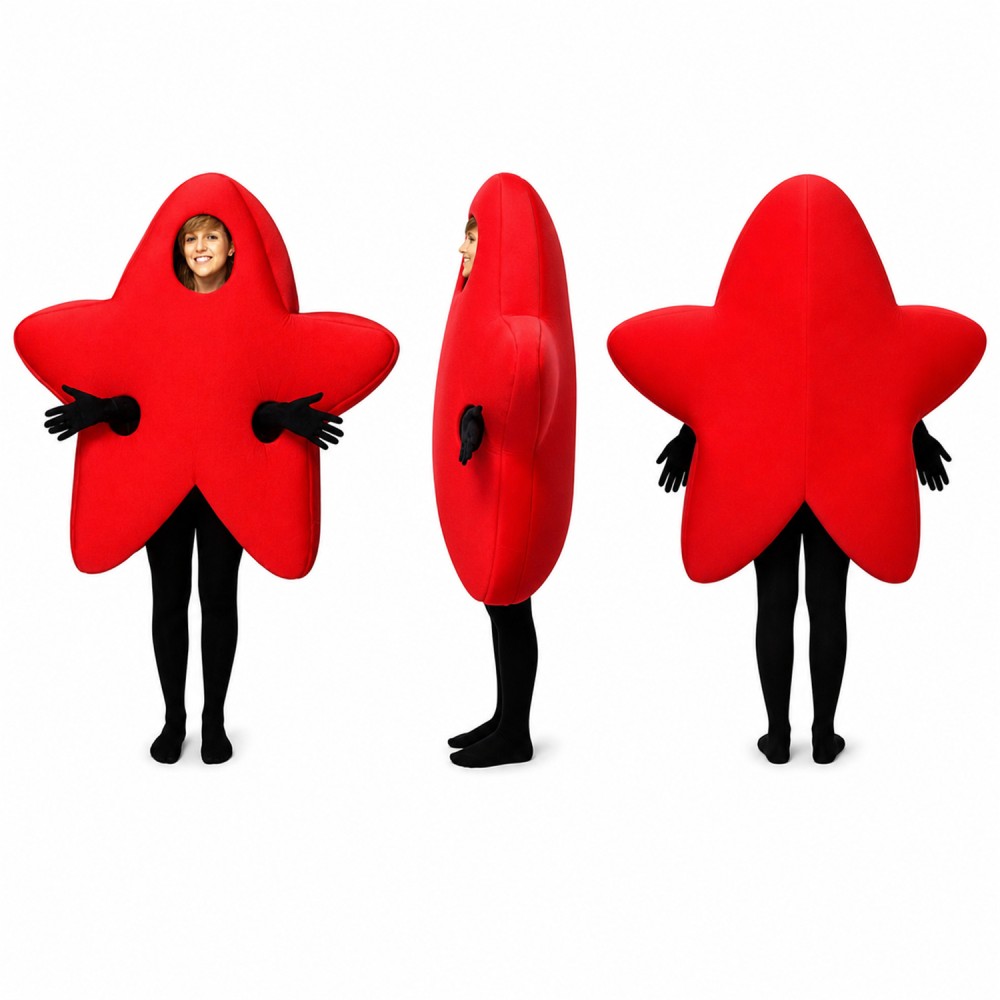 Star Mascot Costume in Red with Black Arms and Legs Adult Star Mascot Costume in Red with Black Arms and Legs Adult