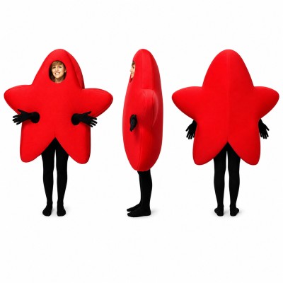 Star Mascot Costume in Red with Black Arms and Legs Adult