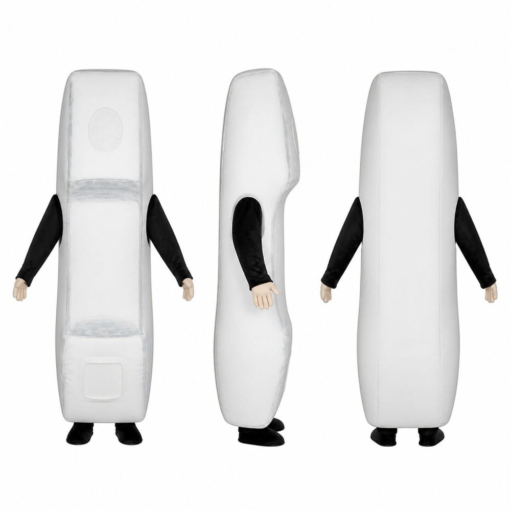 Cordless Phone Mascot Costume in White with Black Arms Adult Cordless Phone Mascot Costume in White with Black Arms Adult