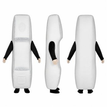 Cordless Phone Mascot Costume in White with Black Arms Adult