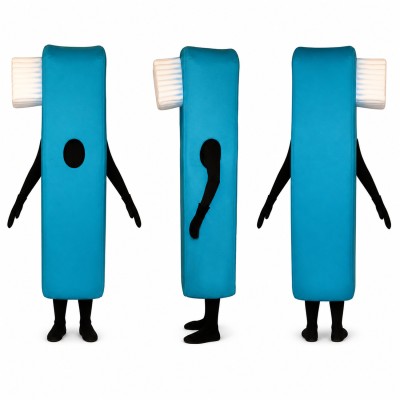 Toothbrush Mascot Costume in Blue with White Bristles Adult