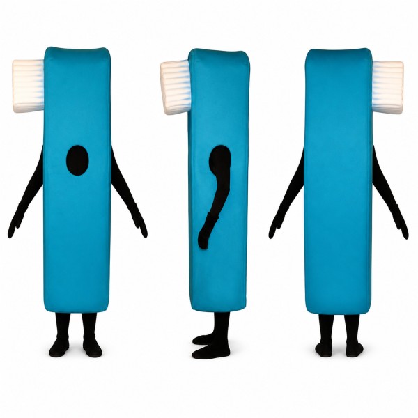 Toothbrush Mascot Costume in Blue with White Bristles Adult