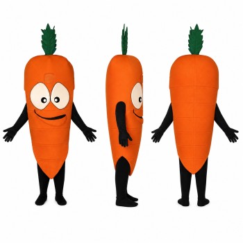 Carrot Mascot Costume in Orange with Green Top Adult