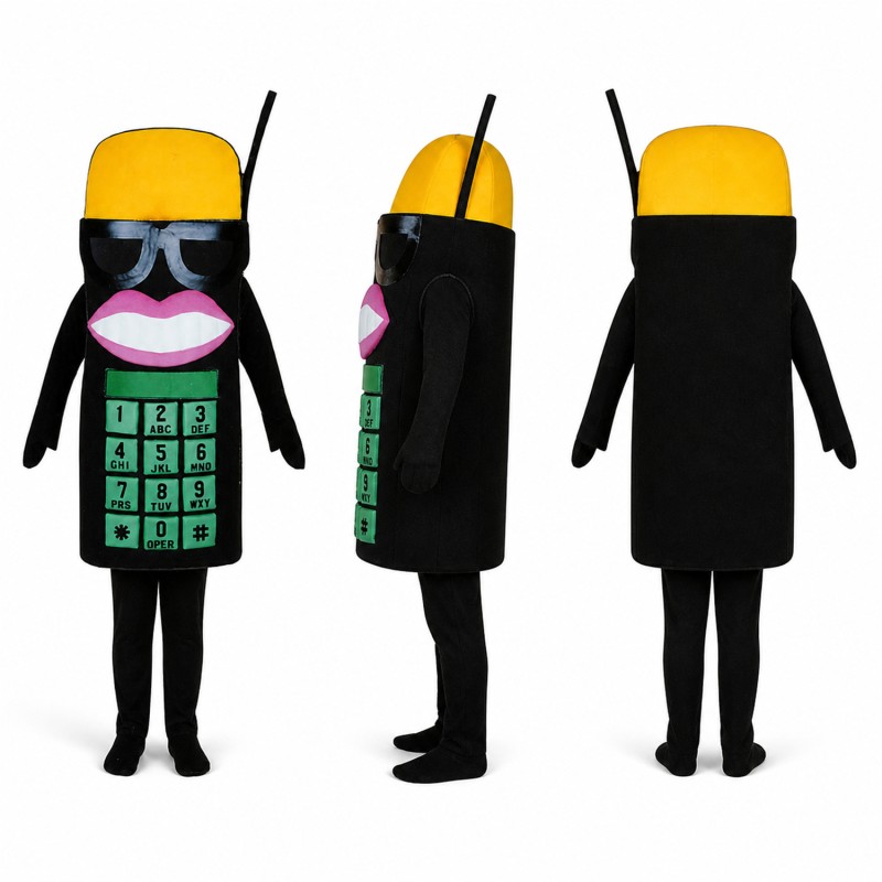 Mobile Phone Mascot Costume in Black with Green Keypad Adult