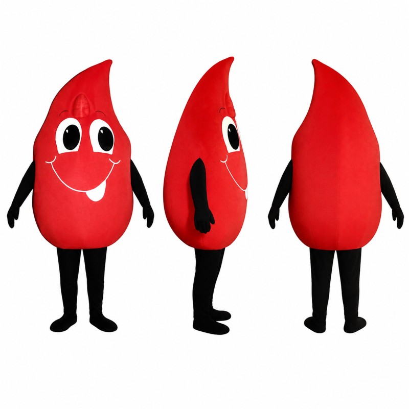 Blood Drop Mascot Costume in Red with Large Eyes Adult