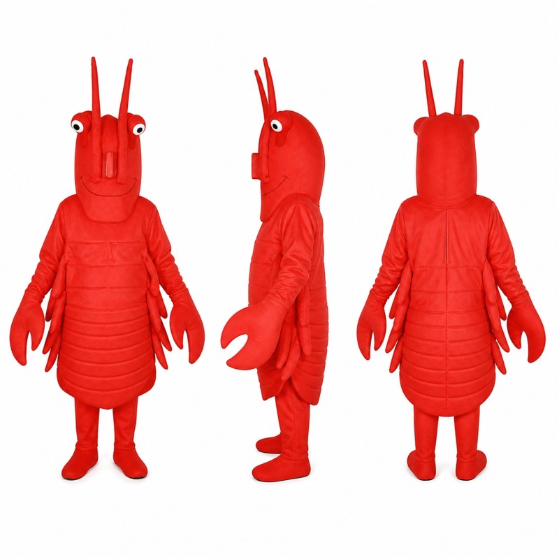 Lobster Mascot Costume in Red with Claws and Antennae Adult