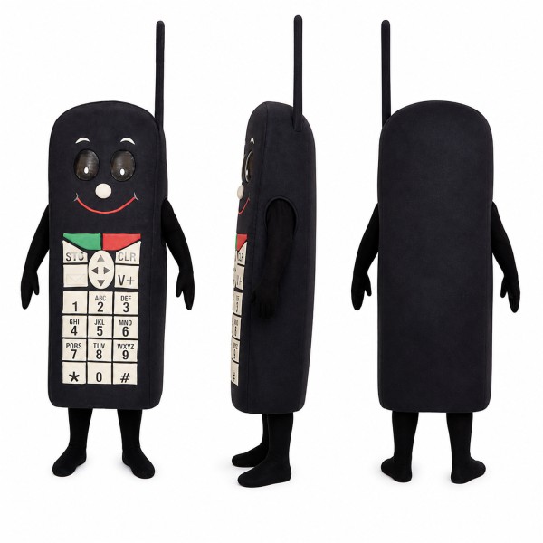 Mobile Phone Mascot Costume in Black with White Keypad Adult