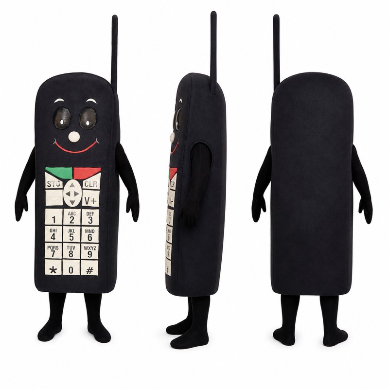Mobile Phone Mascot Costume in Black with White Keypad Adult