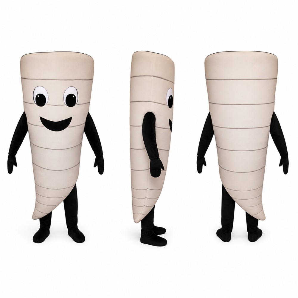 Tornado Mascot Costume in White with Spiral Shape Adult