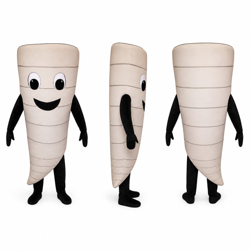 Tornado Mascot Costume in White with Spiral Shape Adult