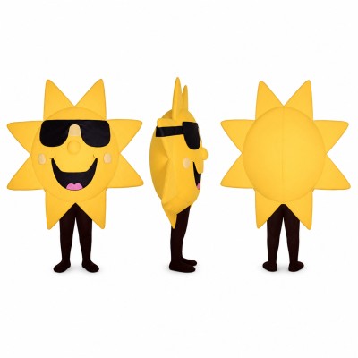 Sun Mascot Costume in Yellow with Black Sunglasses Adult