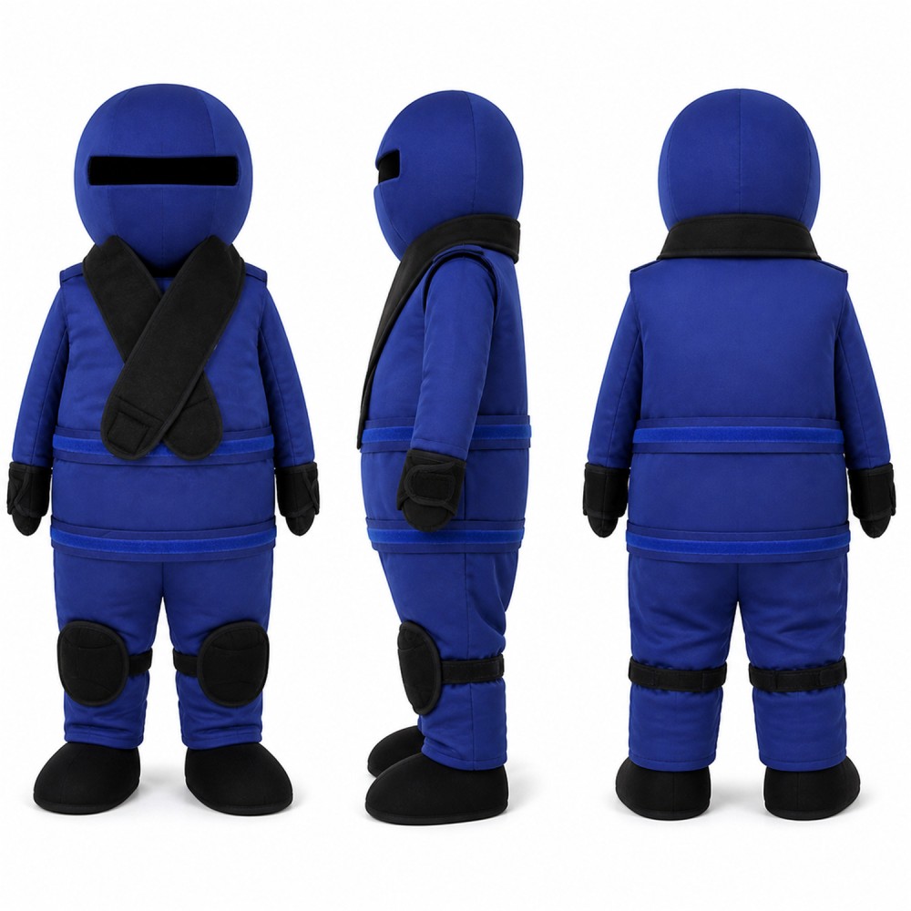 Ninja Mascot Costume in Blue and Black with Face Visor Adult Ninja Mascot Costume in Blue and Black with Face Visor Adult