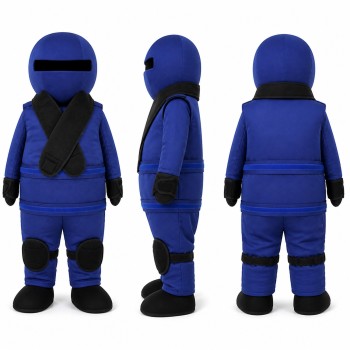 Ninja Mascot Costume in Blue and Black with Face Visor Adult