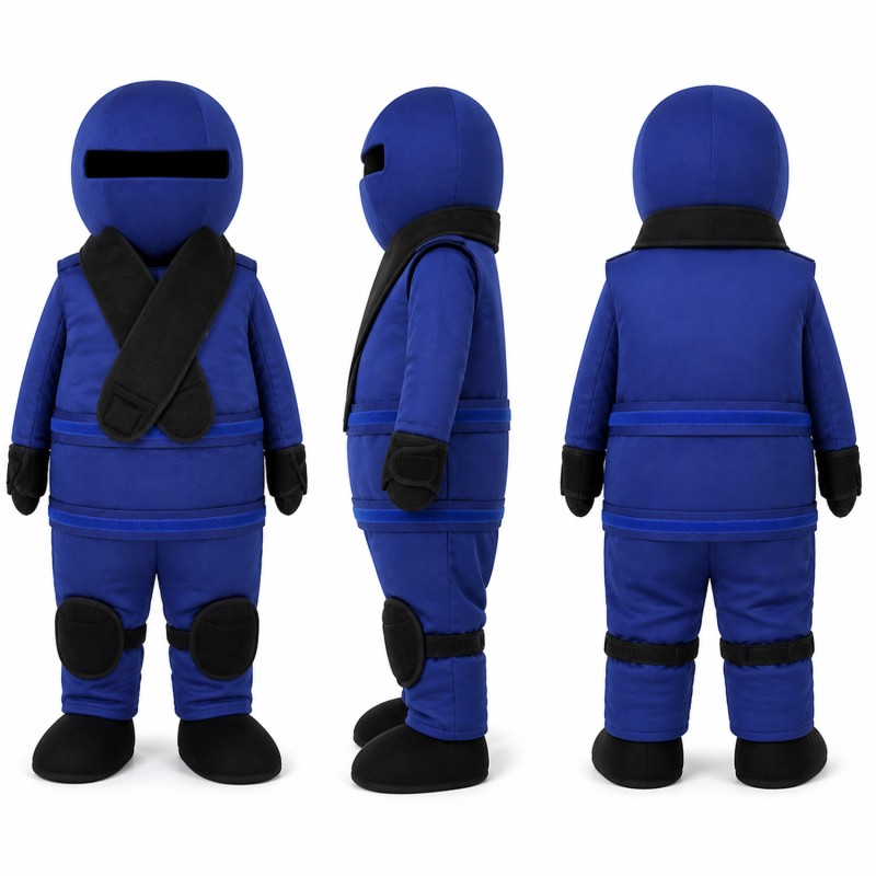 Ninja Mascot Costume in Blue and Black with Face Visor Adult