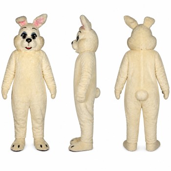 Rabbit Mascot Costume in Cream with Pink Ears Adult