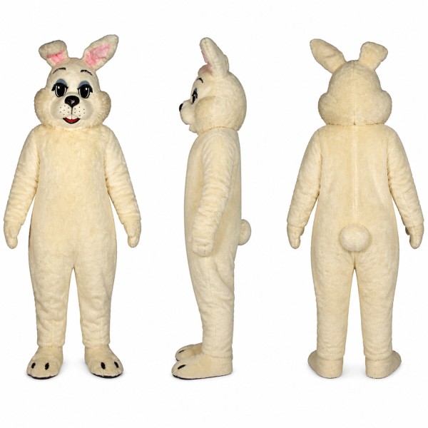 Rabbit Mascot Costume in Cream with Pink Ears Adult