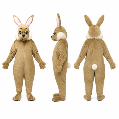 Rabbit Mascot Costume in Tan with White Belly Adult