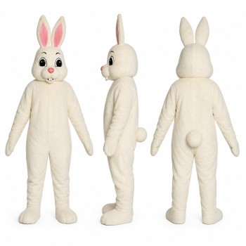 Rabbit Mascot Costume in White with Pink Inner Ears Adult