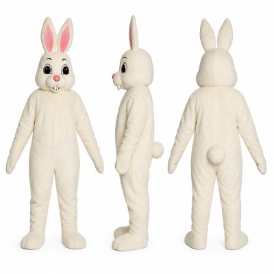 Rabbit Mascot Costume in White with Pink Inner Ears Adult