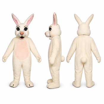 Rabbit Mascot Costume in White with Pink Belly Adult