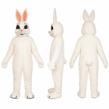 Rabbit Mascot Costume in White with Orange Inner Ears Adult