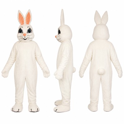 Rabbit Mascot Costume in White with Orange Inner Ears Adult
