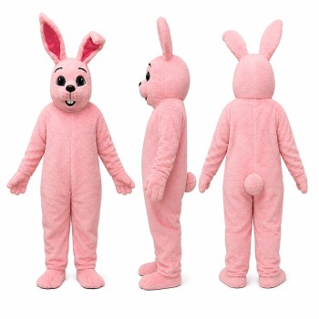 Rabbit Mascot Costume in Pink with Tall Ears Adult