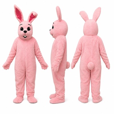 Rabbit Mascot Costume in Pink with Tall Ears Adult