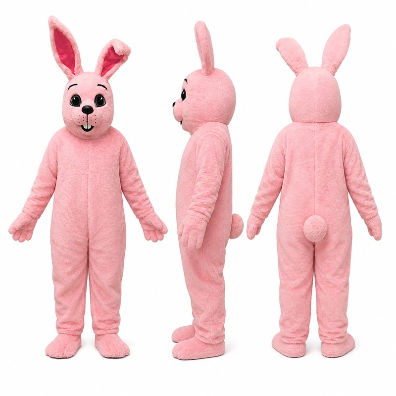 Rabbit Mascot Costume in Pink with Tall Ears Adult