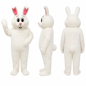 Rabbit Mascot Costume in White with Pink Nose Adult