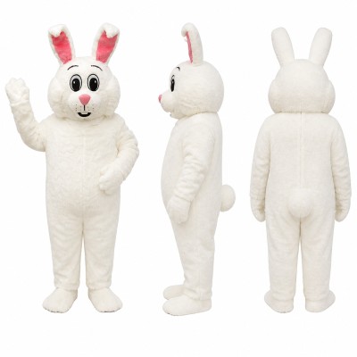 Rabbit Mascot Costume in White with Pink Nose Adult