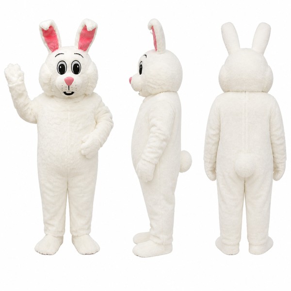 Rabbit Mascot Costume in White with Pink Nose Adult